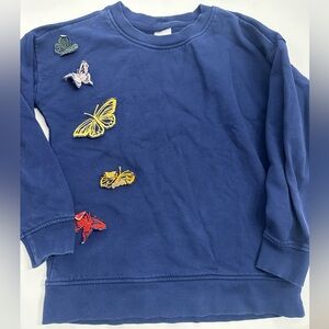 Hanna Andersson Blue Sweatshirt with Butterfly Appliqués size 130